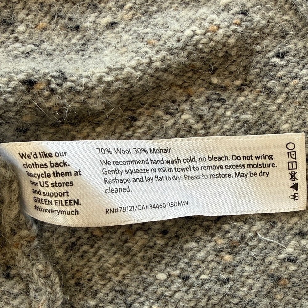 EILEEN FISHER speckled wool cardigan, extra large, excellent condition grey - Picture 5 of 12